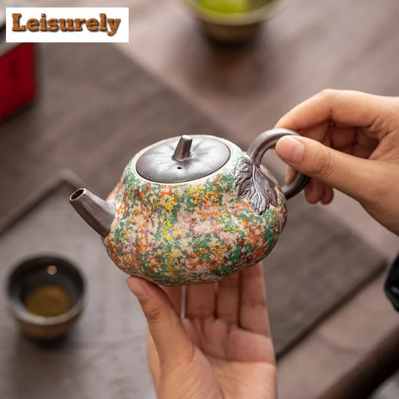 280ml Rock Painting Time Pumpkin Teapot Handmade Tea Infuser Pot Tea Maker Kettle With Ball Hole For Tea Accessories Ornaments