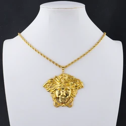 Gold Plated Stainless Steel Hip Hop Punk Necklace - Exquisite Chain Pendant (1)