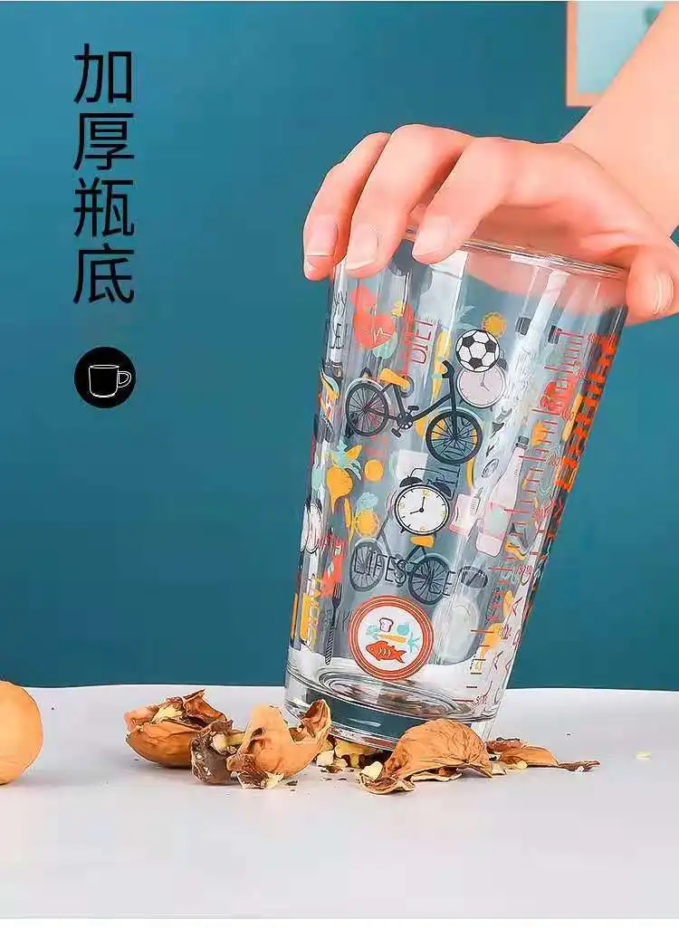 450ml Glass Cup With Straw Female Scale Breakfast Milk Beverage Cup Adult Drinking Glass Wine With Cover Large Capacity