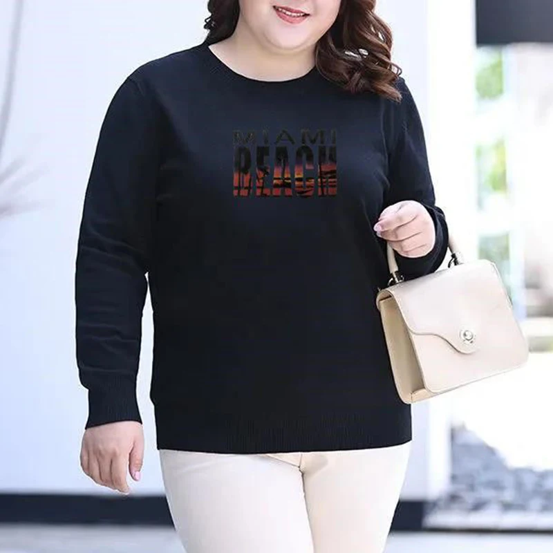 Spring Autumn Fashion Simple Letter Plus Size Female Sweatshirt Loose Casual Oversized Top Women Chic Trend Korean Lady Clothes