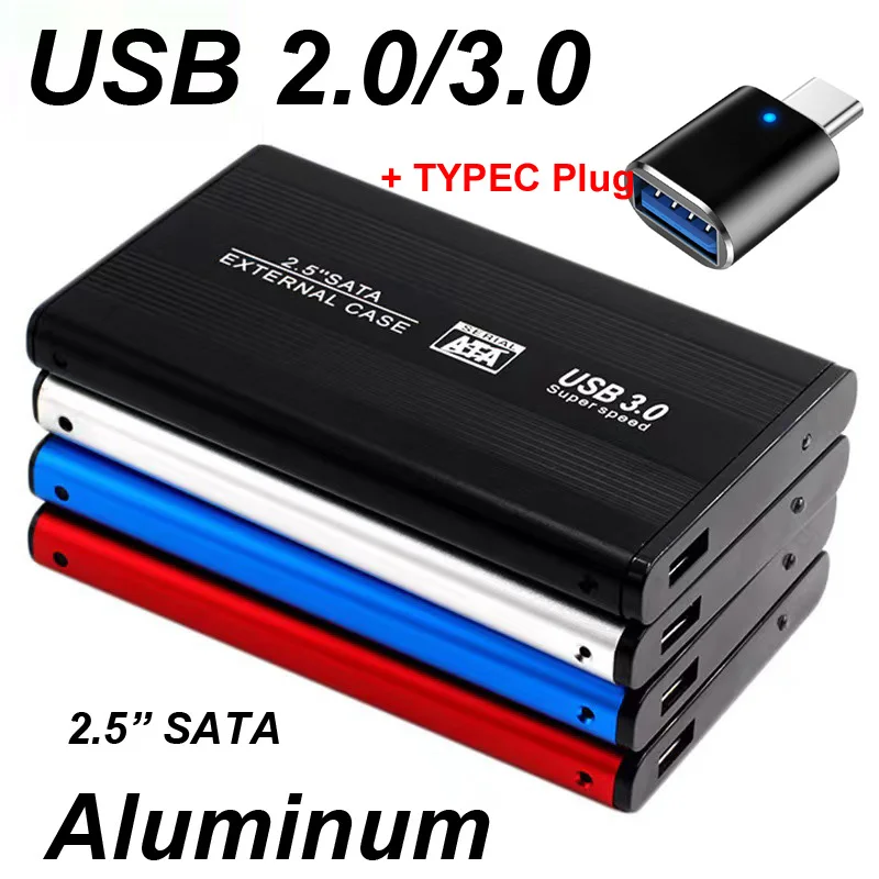 Aluminum USB Type-C External Hard Drive Enclosure with LED Light