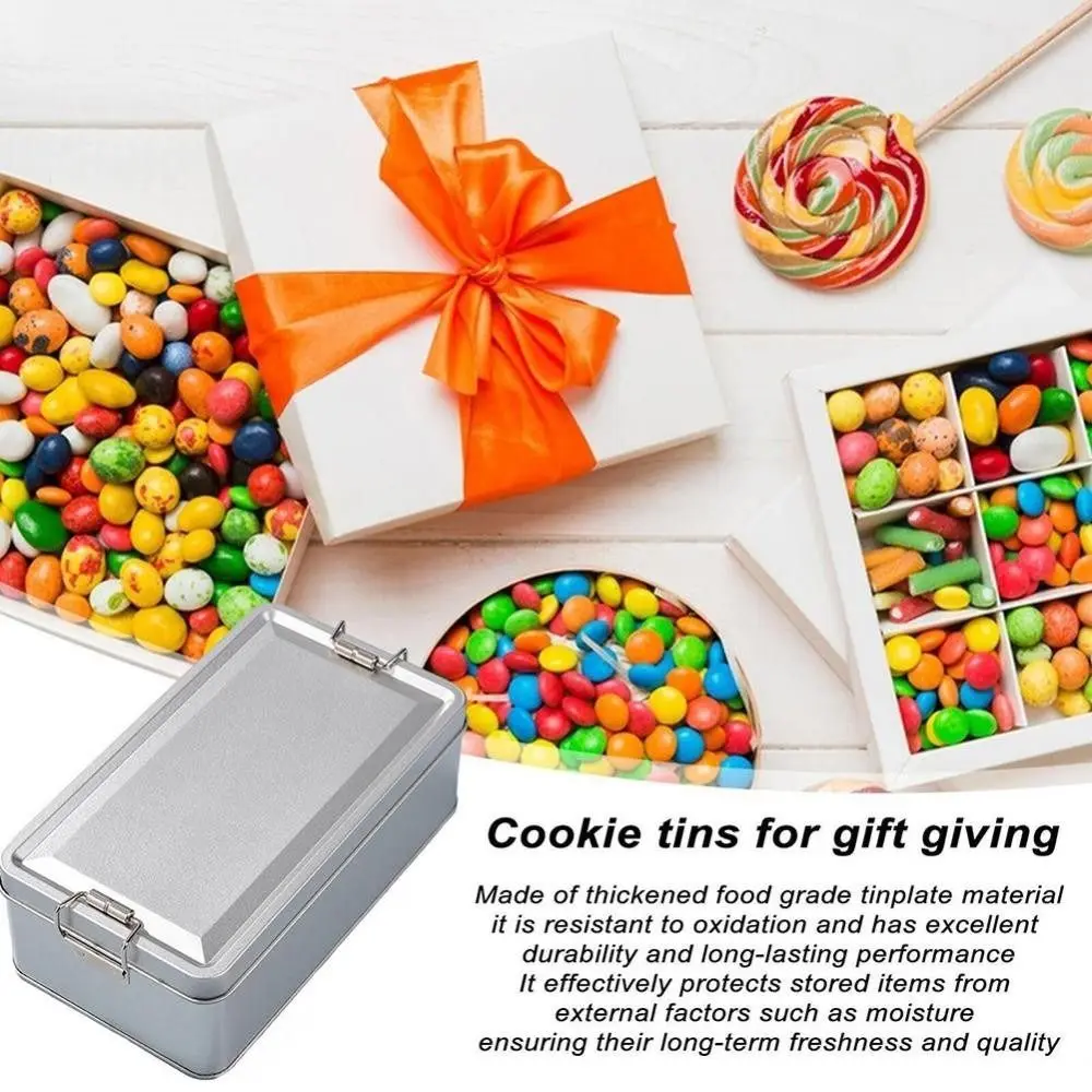 Metal Storage Box Old-fashioned Rectangular Iron Box Cake Packaging Durable with Lid Candy