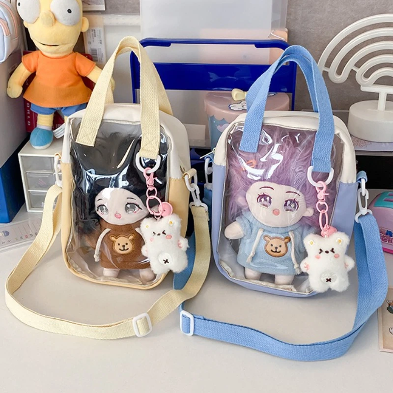 New Cute Girls 20cm Doll Bag Y2K Versatile Transparent Pocket Shoulder Crossbody Bags Simple Basic Ita Bag Student Handbag Purse