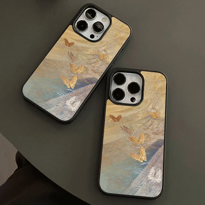 Dreamy Gold Black Edge Kawaii Vintage Soft Phone Case