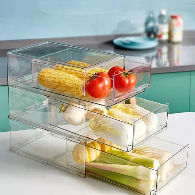 Drawers - Clear Stackable Pull Out Refrigerator Organizer Bins - Food  Storage Containers for Kitchen, Refrigerator, Freezer & Va - AliExpress