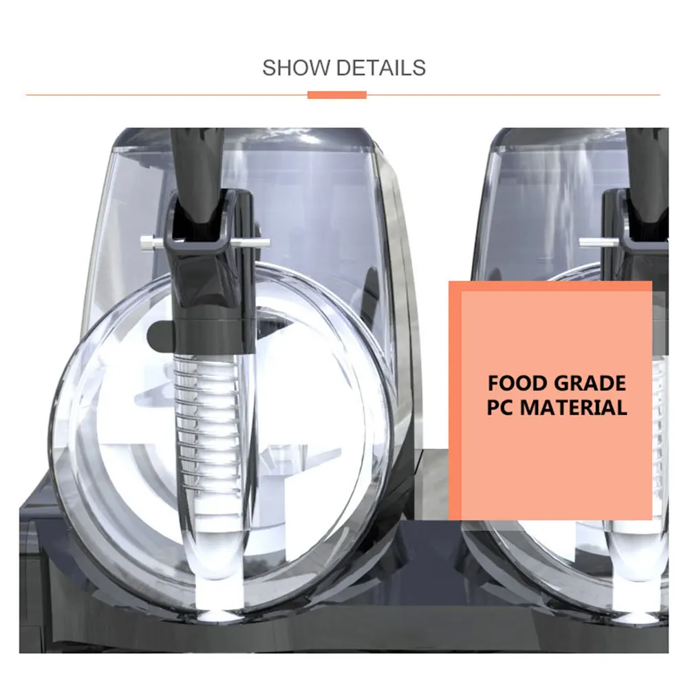 2.5L*2 Commercial Snow Melting Machine Beverage Slush Making Machine Frozen Juicer Automatic Double-cylinder Cold Drink