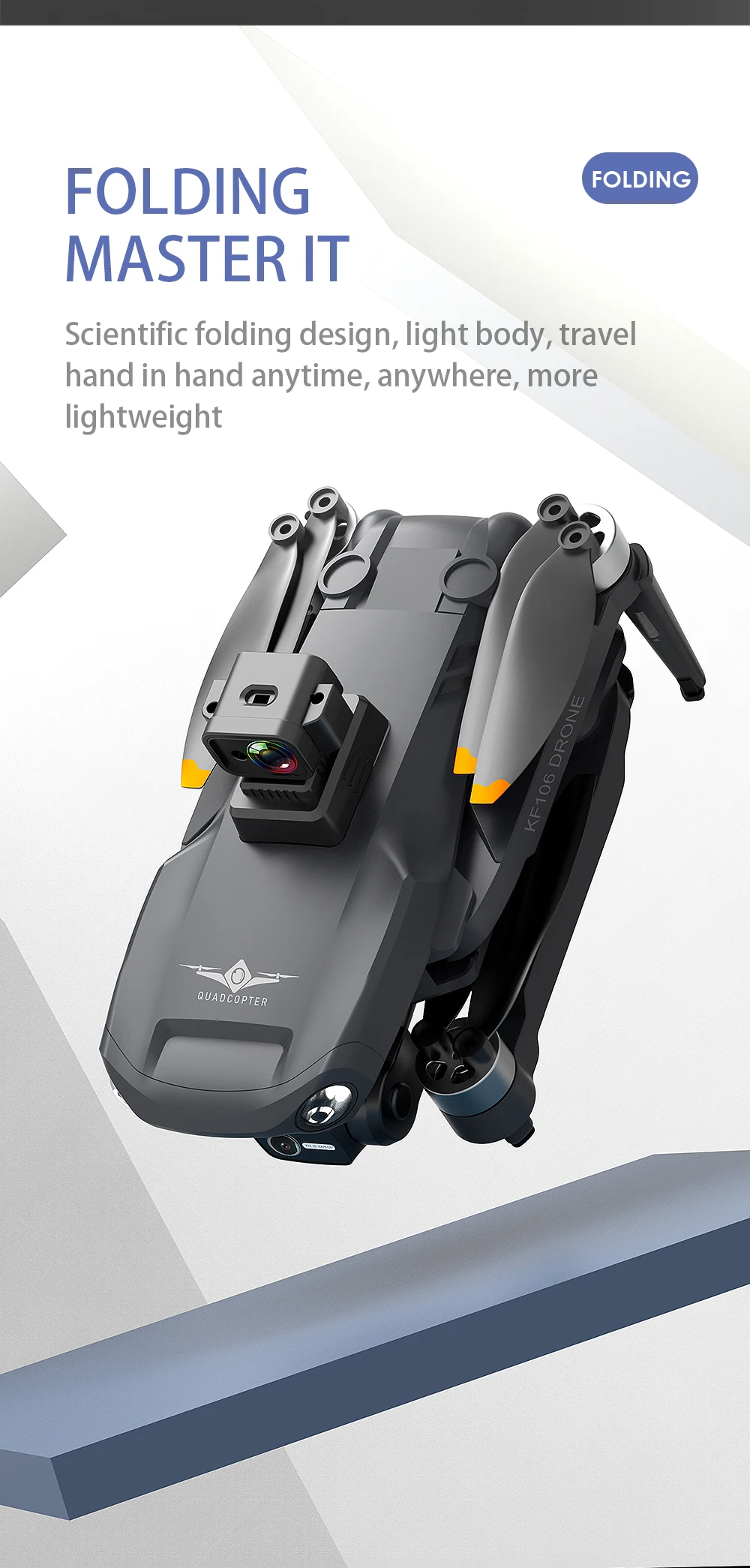 KF106 GPS Drone, FOLDING MASTER IT Scientific folding design, light body, travel hand in hand anytime,