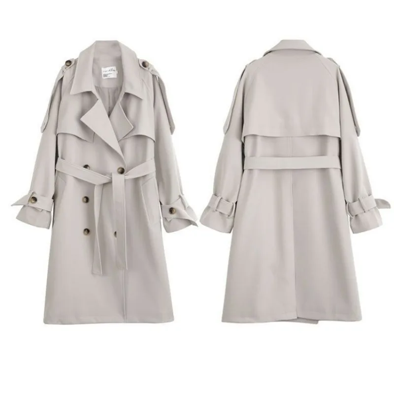 2023 New Windbreaker Coat Women Spring Autumn Mid Length Loose Fit Over Knee Temperament High Quality Versatile Popular Coat