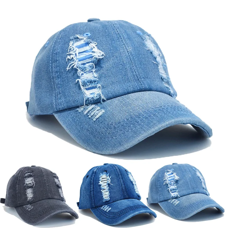 

Spring And Autumn Outdoor Adjustable Casual Hats Sunscreen Hat Unisex Light Board Denim Washed With Water Baseball Caps