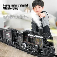 Electric Retro Trains Set Meal  Alloy Car Head  Track Train With Smoke, Light & Sounds Creative Decor Train Model Party Gifts 2