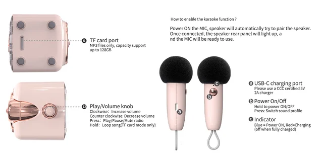 Divoom Fairy-Ok Microphone karaoké portable haut-parleur microphones  dynamiques