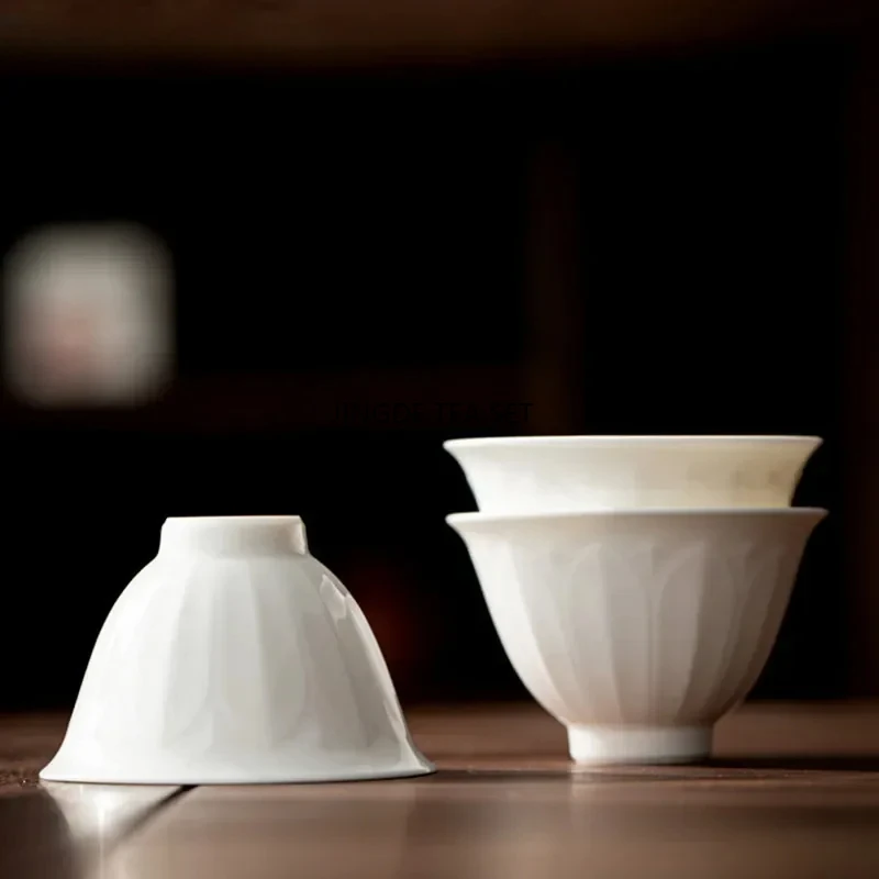 1 Chinese ceramic tea cup master handmade white porcelain tea bowl personal meditation cup household tea set accessories