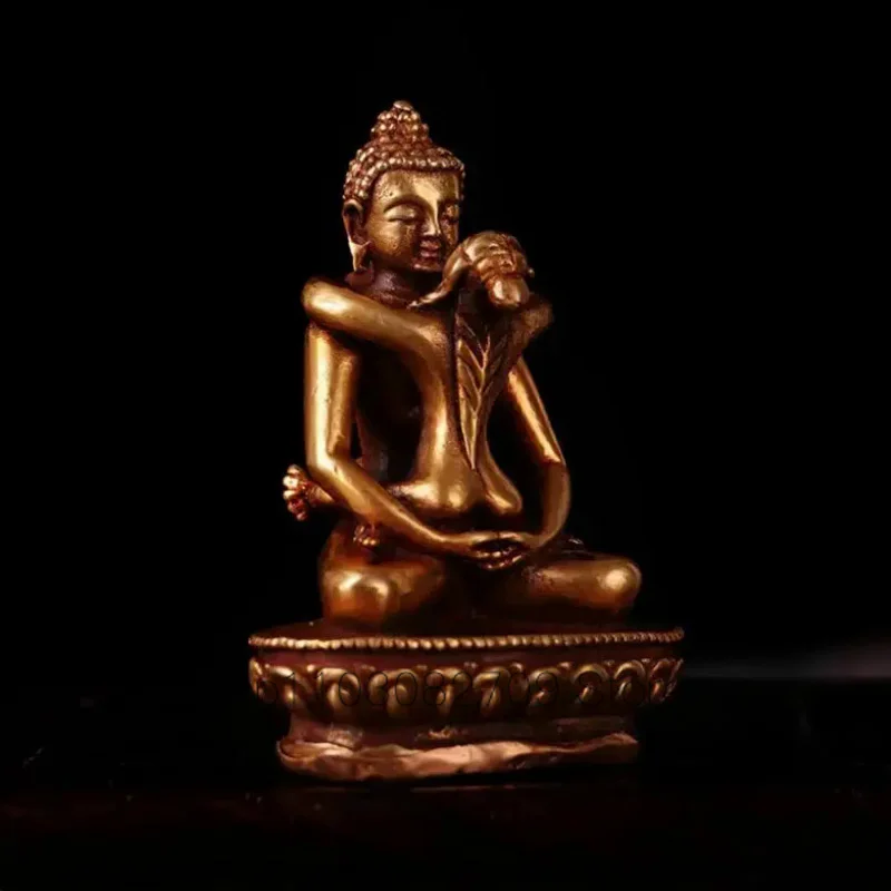 

Nepal Buddhism Fane Bronze Gilt Gold Samantabhadra Consort Happy Buddha Statue