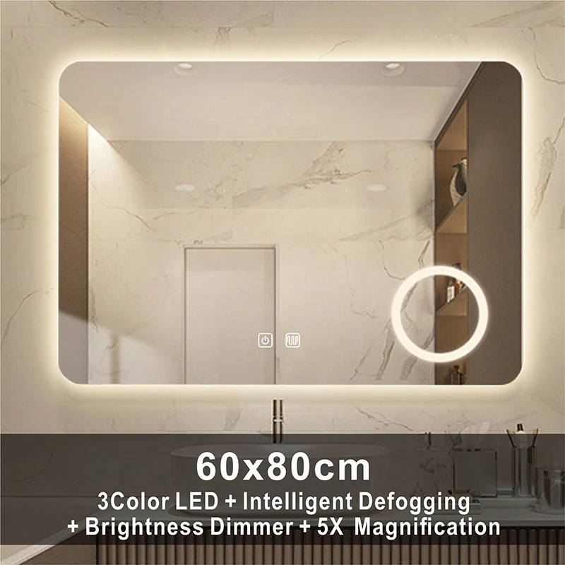 Espejo de Baño LED RGB, espejo de tocador retroiluminado grande con luces,  espejo iluminado RGB para pared, antivaho, regulable, CRI 90 - AliExpress