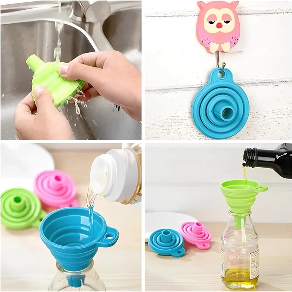 Collapsible Kitchen Funnel 1 PC Silicone Funnel Small and Large for Food Liquid Transfer Plastic Filter Funnel