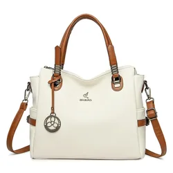 Luxurious Soft Leather Women's Handbag - Designer Shoulder Crossbody Tote with Large Capacity (Beige)