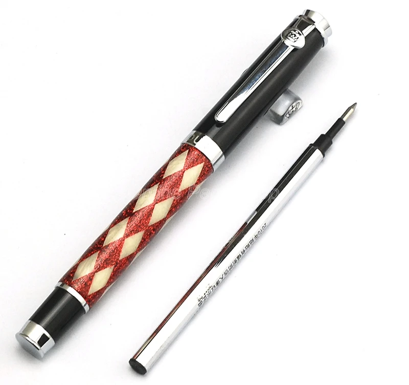 Duke Metal Red & Silver Diamond Pattern Roller Ball Pen Business Writing Pen DRP022
