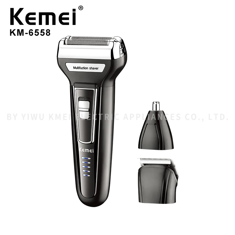 Kemei Km-6558 Multifunctional Waterproof 3 In 1 Cutter Head Usb Men Shaver Electric Kemei Electric Shaver 6
