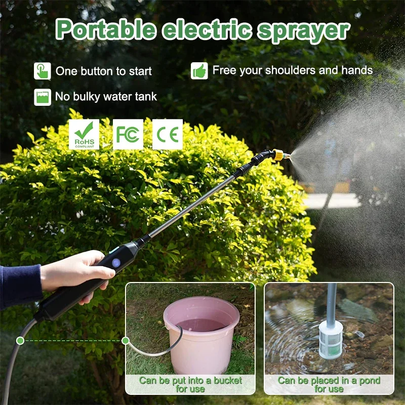 Electric Plant Sprayer with 3 Nozzles Telescopic Wand Watering Garden Plant Mister Sprayer Yard Lawn Weeds Plants Irrigation electric sprayer