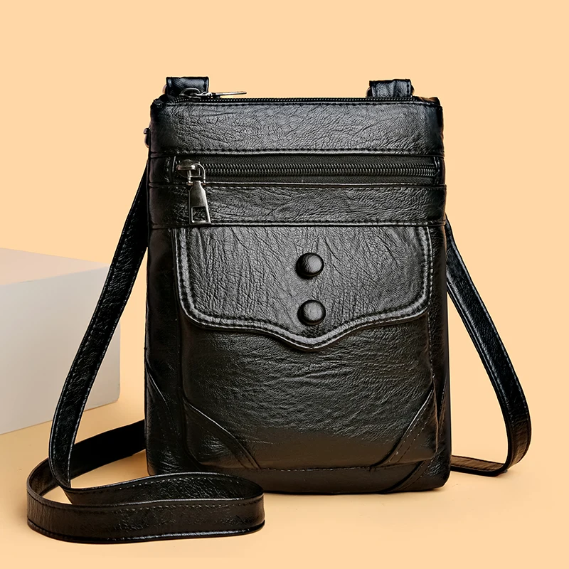 New Women's Soft PU Small Crossbody Bag Fashionable and Versatile Single Shoulder Zipper Phone Key Zero Wallet Women's Wallet