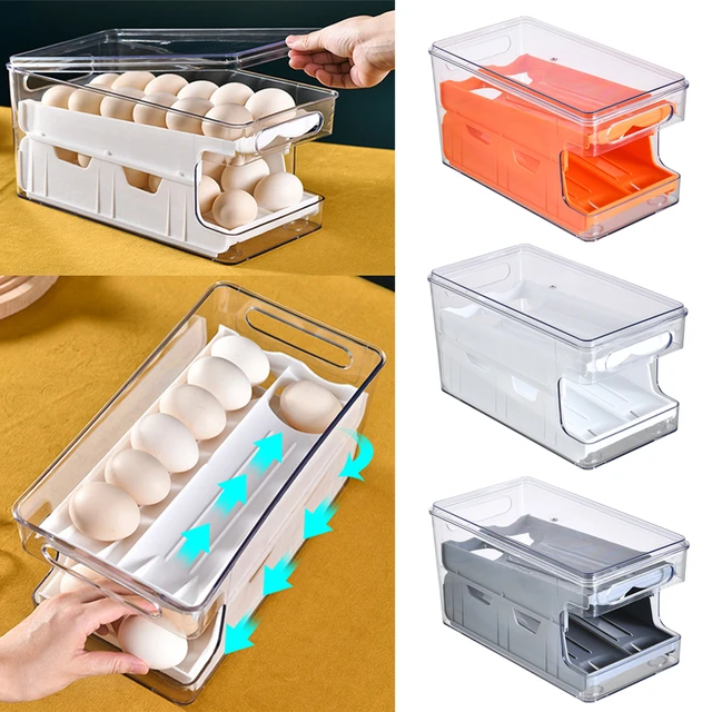 Automatic Rolling Egg Rack Fridge Egg Holder Kitchen Refrigerator Egg  Dispenser Storage Box Egg Container Fridge Organizer - AliExpress