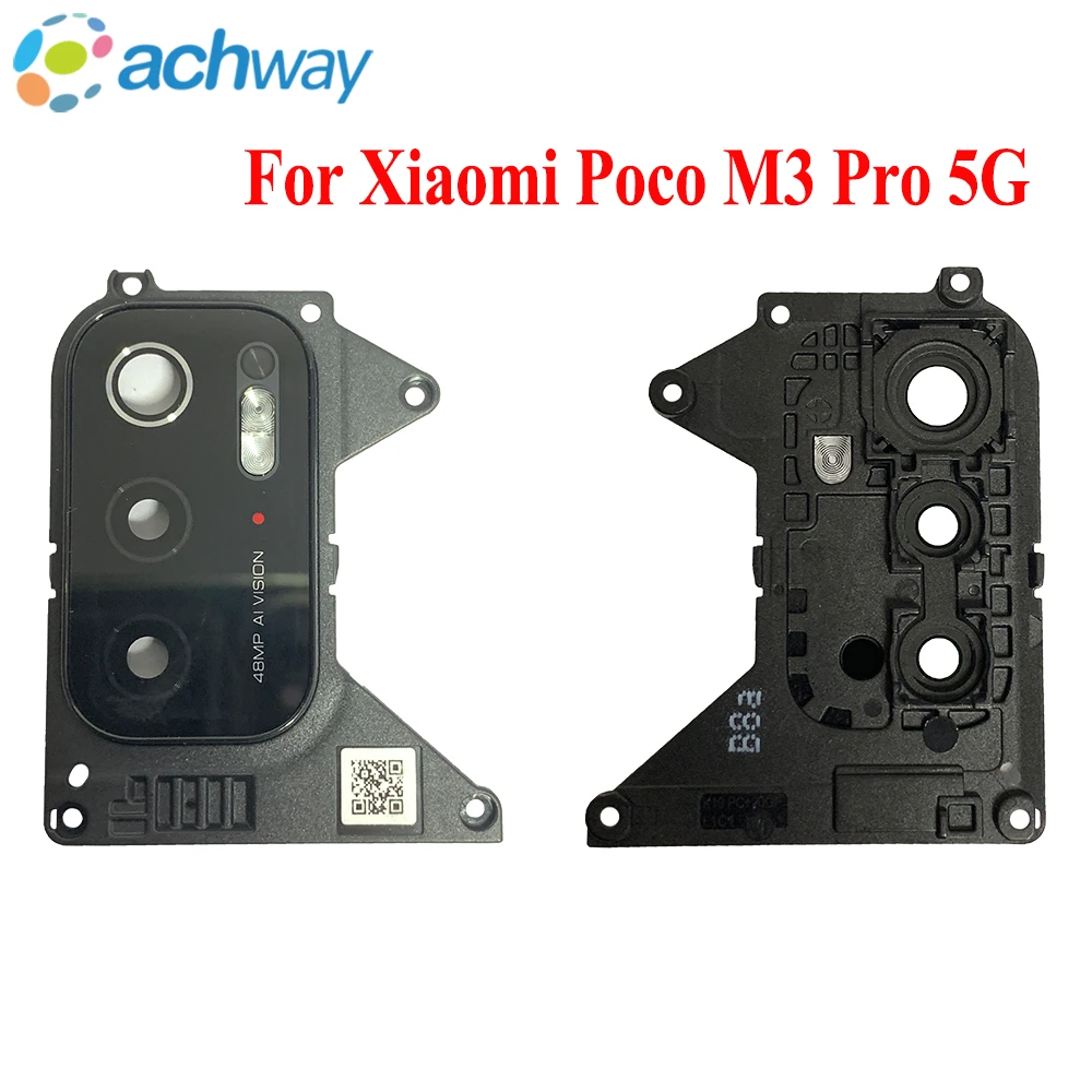 

For Xiaomi Poco M3 Pro 5G Rear Back Camera Lens Glass With Frame Main Camera Glass Lens Smartphone Parts M2103K19PG M2103K19PI