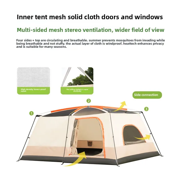 Custom Double-Layer Waterproof Camping Tent – 2 Bedrooms, 3 Halls 2