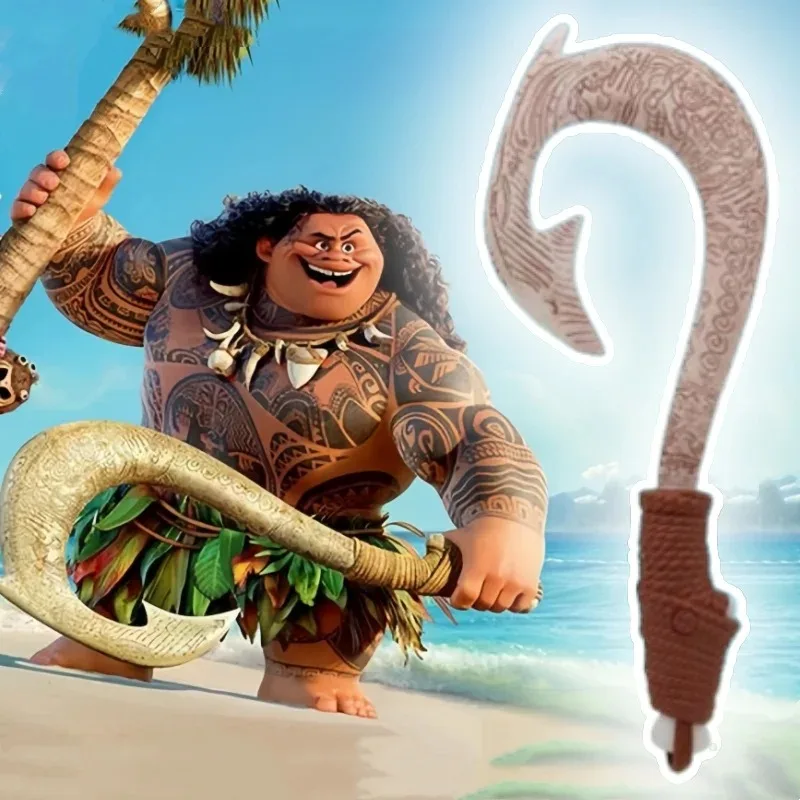New 42cm Disney Moana 2 Ocean Adventure Fish Hook Knife Figure Toys With Light Cosplay Maui Weapon Children Birthday Giftstoys