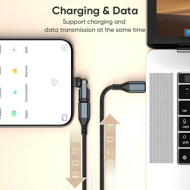 OTG Adapter AUFU 540 Rotation PD240W USB3.1 Usb C to Type C OTG Adapter 5A Fast Charge Cable Converter for iPhone 16 MacBook Samsung Xiaomi