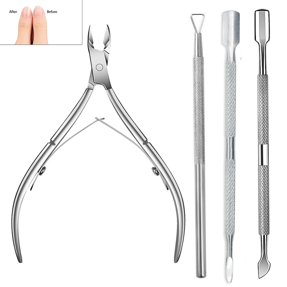 Stainless Steel Dual-Purpose Cuticle Nippers Nail Pusher Cuticle Removal And Trimming Fingernails & Toenails