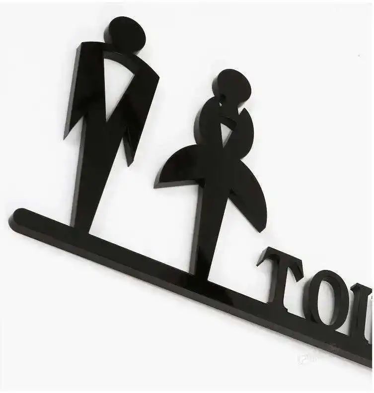 Angepasst Männer & Frauen Badezimmer Tür Zeichen Wc Buchstaben Wand Halterung Kreative Hängende Zeichen Platte Doppel Seite Wc Pfeil Guide Board – Detail 5
