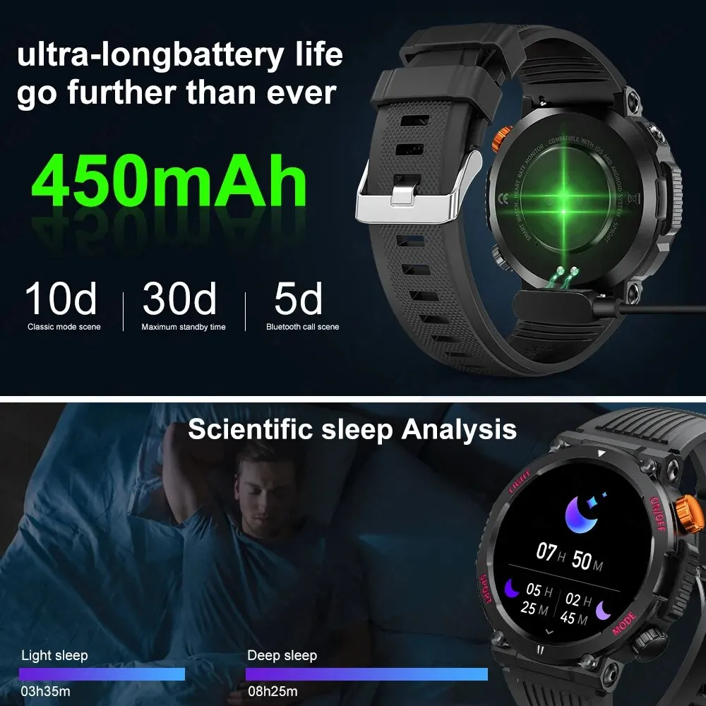 LIGE New Smart Watch Men Outdoor Sports Fitness Bracelet LED Lights Night Training Watches Bluetooth Call Smart Watch For Man