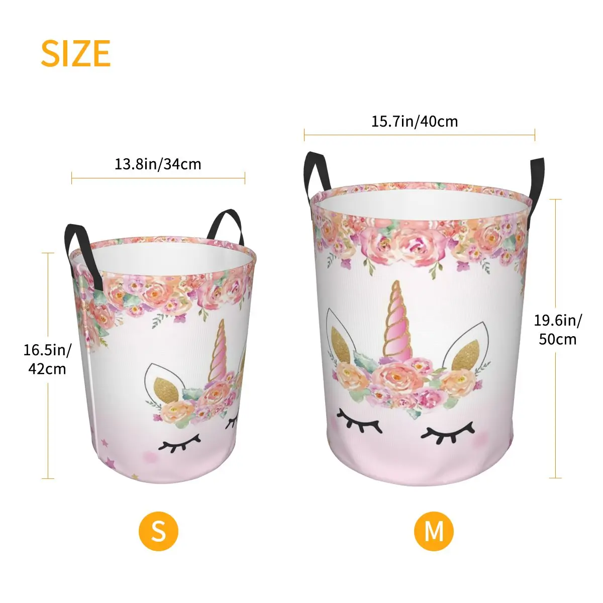 Cute Unicorn Cartoon Pattern Laundry Basket Collapsible Large Capacity Clothes Storage Bin Baby Hamper