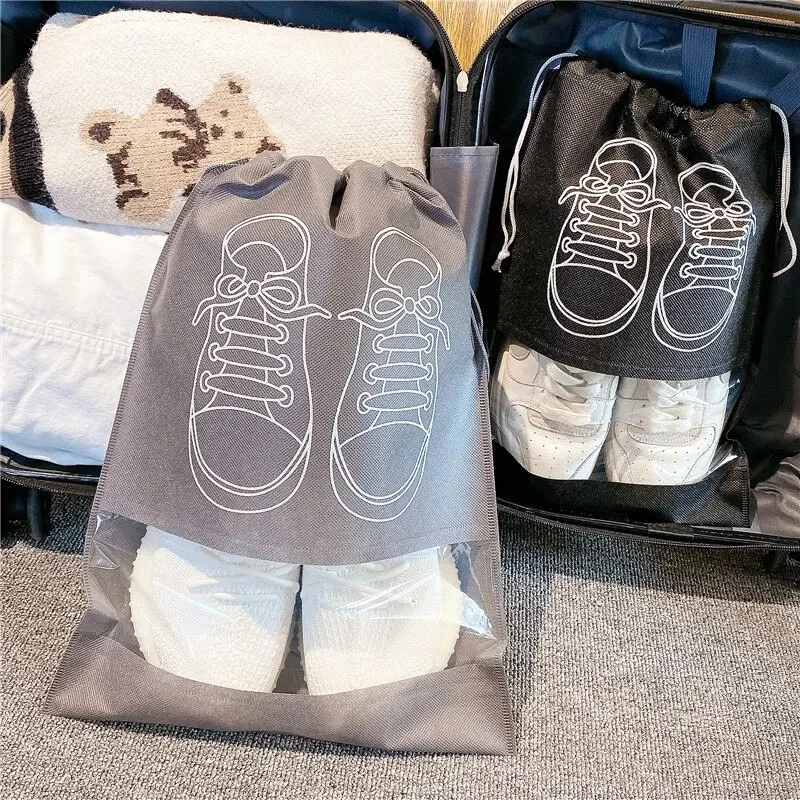 5/10pcs Shoes Storage Bag Closet Organizer Non Woven Travel Portable Bag Waterproof Pocket Clothing Classified Draw Hanging