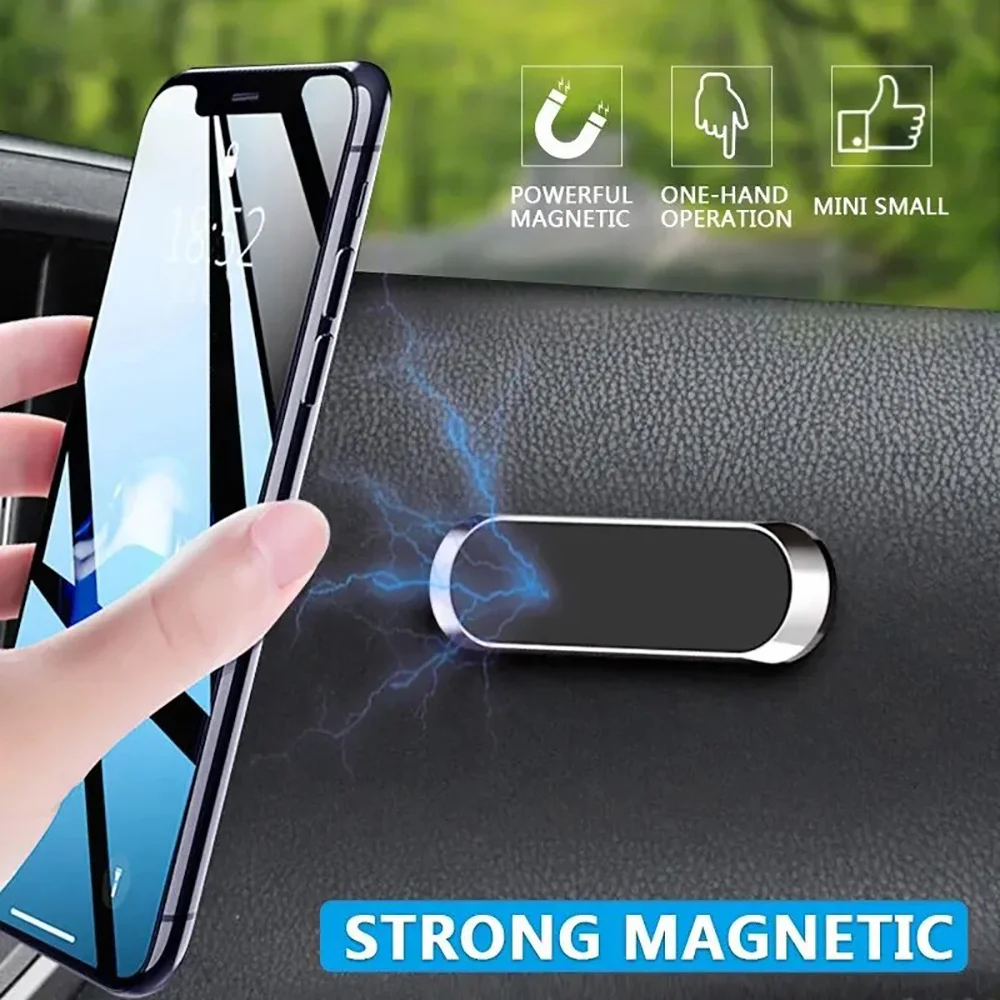 New Simple Mini Strip Strong Magnet Car Mount Mobile Phone Holder  Dashboard for Car Shape Magnetic Car Phone Holder Stand Metal