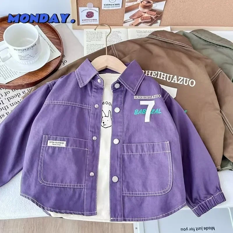 Stylish Long Sleeve Children's Open Cardigan Spring Autumn Hot Sale Of The Season Handsome Baby Boy Shirt Jacket Cute Toddler Ki