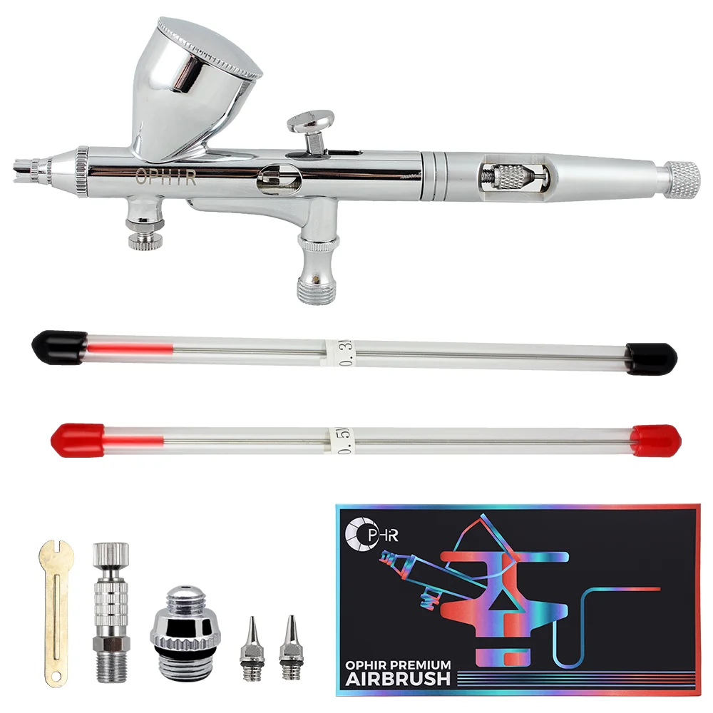 Ophir 3 Tips Pro Gravity Kit Aerografo A Doppia Azione Per Modello Hobby Cake Decoration/Makeup/Nail Art/Abbronzatura Spray Automatico Gun_Ac070