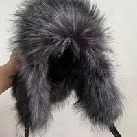 Fur Hat Women Black Fox Fur Ushanka Hats Winter Warm Ears Bomber Cap Thick Hat Windproof Ear Flaps Middle Aged Cold Weather - Image 6