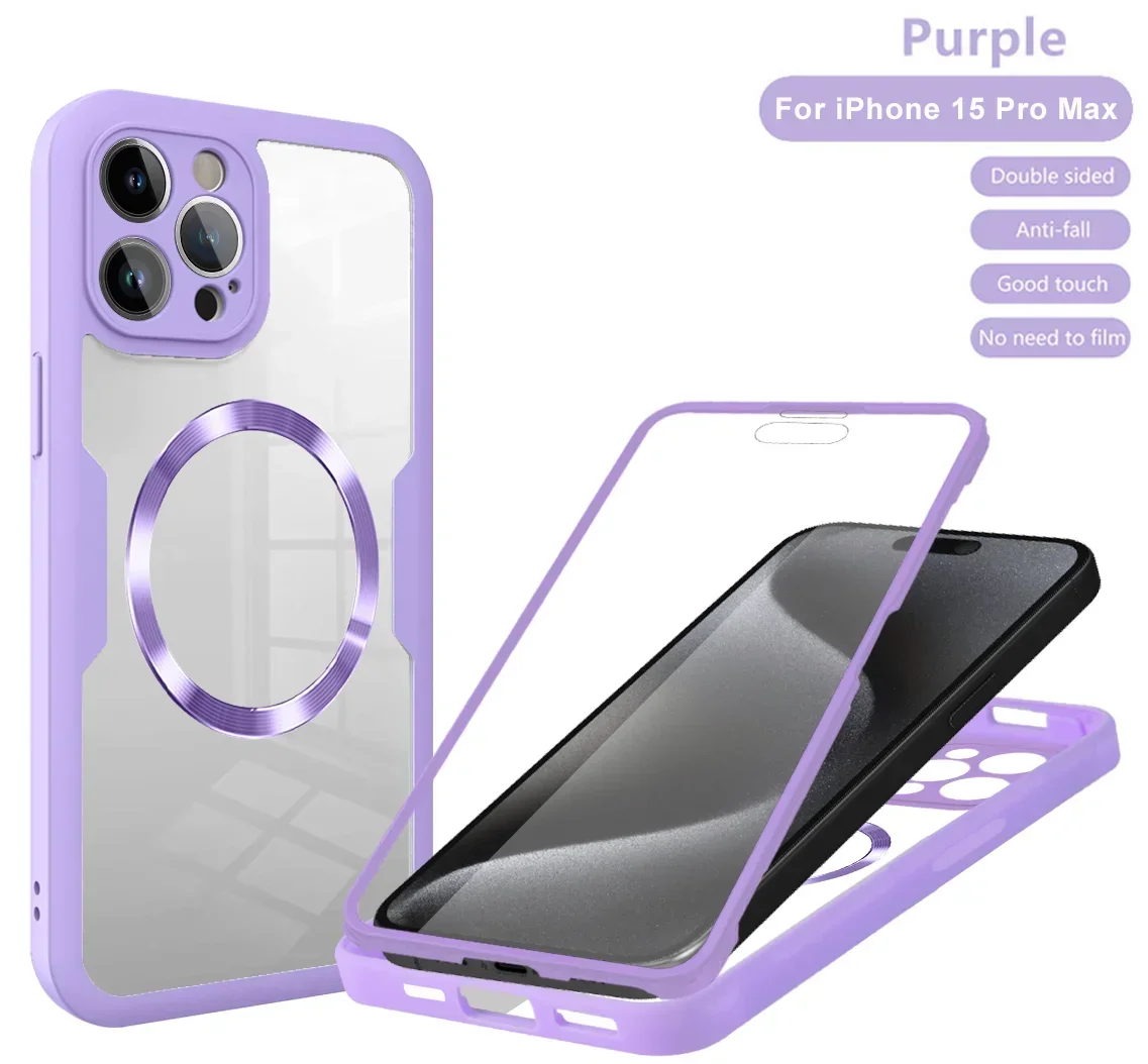 Magnetic 360° Full Body Clear Shockproof Case with Silicone Bumper