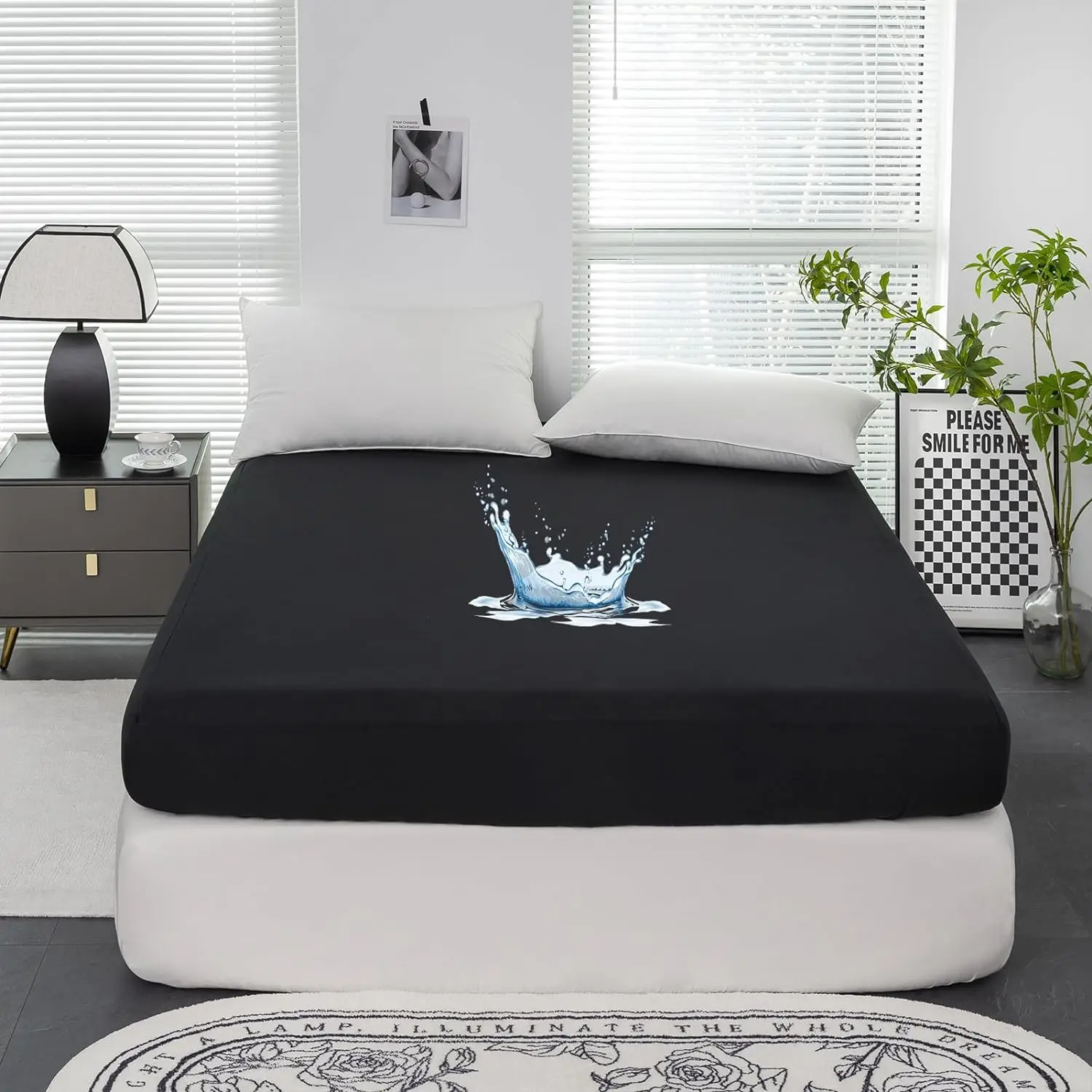 Waterproof Fitted Sheet Adjustable Elastic Water Proof Mattress Cover Breathable Soft Non-slip Double King Queen Bed Cover