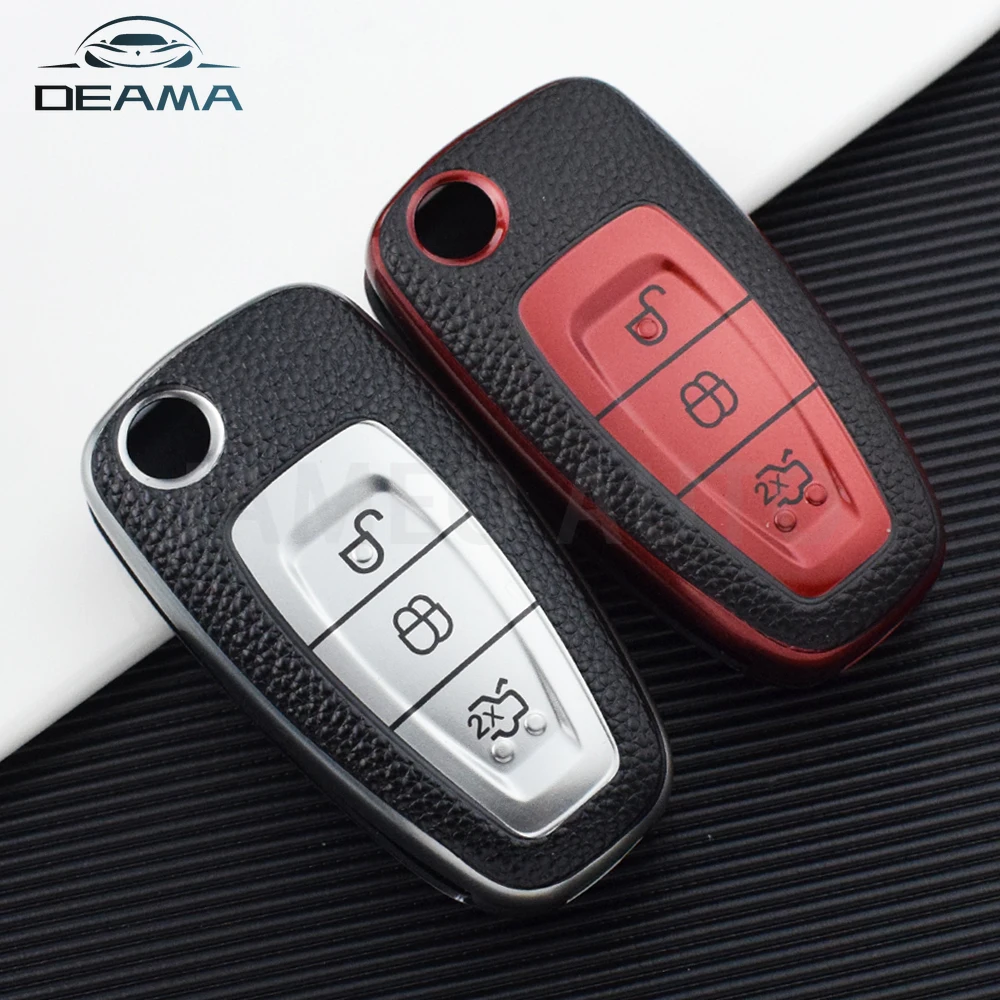 Per Ford Focus C-Max S-Max Galaxy Mondeo Ranger Transit Tourneo Custom Tpu Car Folding Key Case Cover Bag Portachiavi Protector
