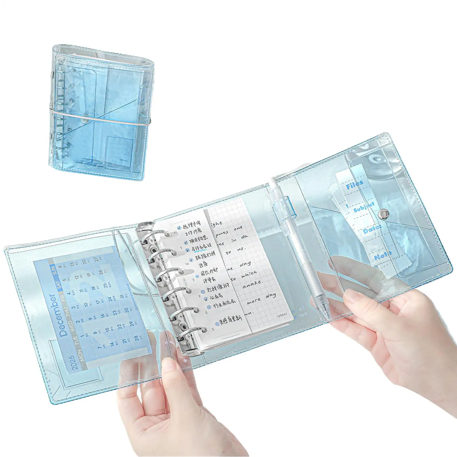 Compact Refillable Tri-Fold Accordion Journal with Clear PVC Cover