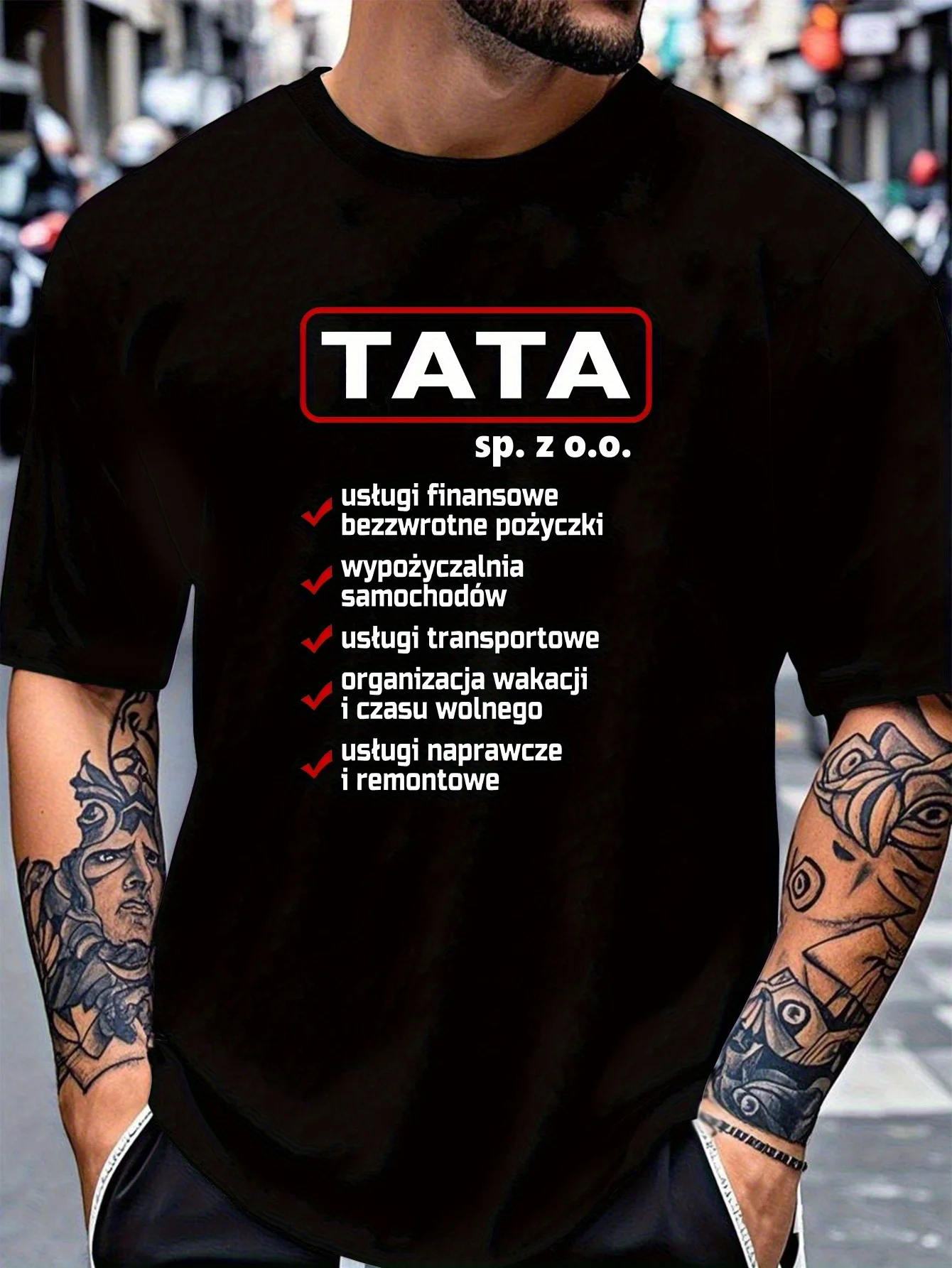 1PC Humorous Polish Saying T-Shirt for Men - A Joyful Father'S Day Present Featuring Polish Text & TATA Design, Comfortable Round Neck Short Sleeve for All Seasons, Perfect for Polish Language Enthusiasts & Dads