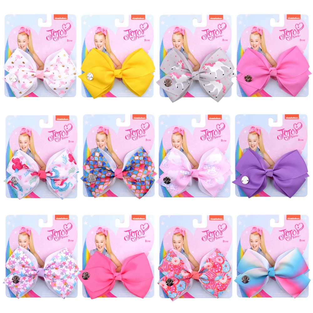 4.5" JoJo Bows Rainbow Printed Knot Ribbon Bow Hair Clip 1 Pcs