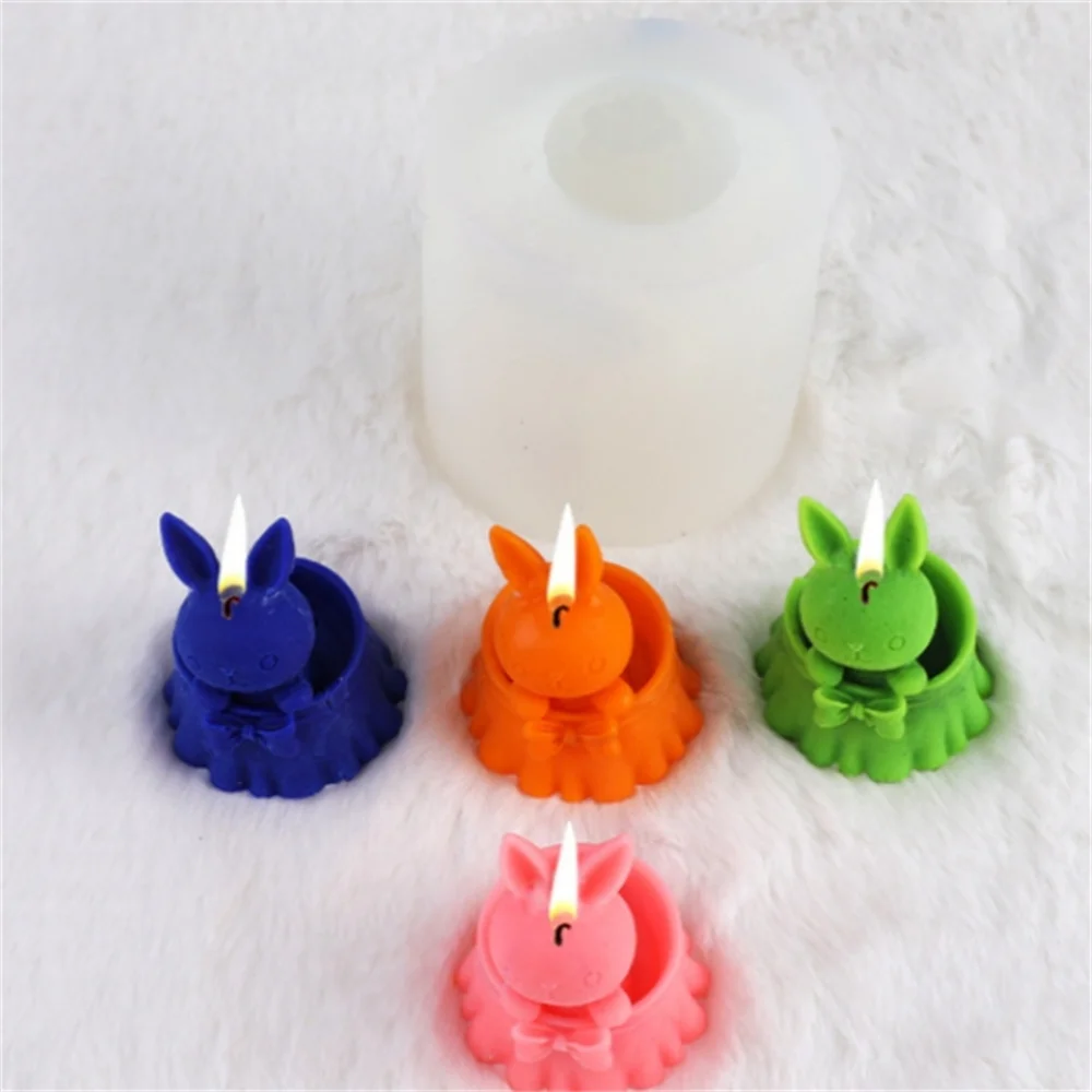 귀여운 작은 토끼 실리콘 몰드 가정용 자동차 장식 장식 향수 석고 몰드 확장 향수 스톤 DIY 공예 