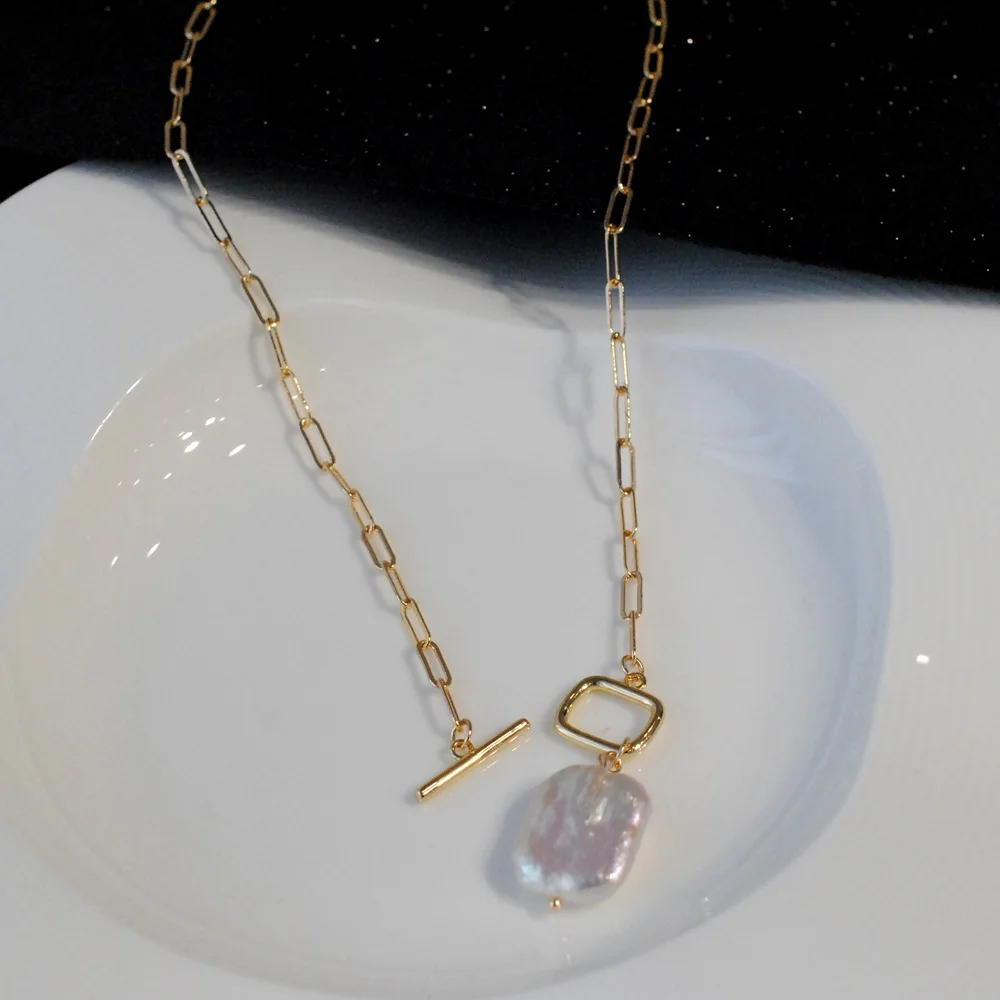 Collier En Or Rempli 14ct Avec Perles De Culture D'eau Douce Baroques - Réf. #1593 - Neuf Avec étiquettes