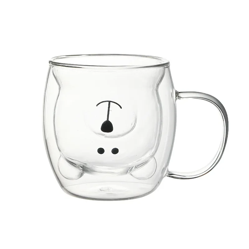 250ml High Borosilicate Creative Glass Cup Little Bear Cup Women'S Summer Cat Claw Cup Double Layer Creative Drinking Cup