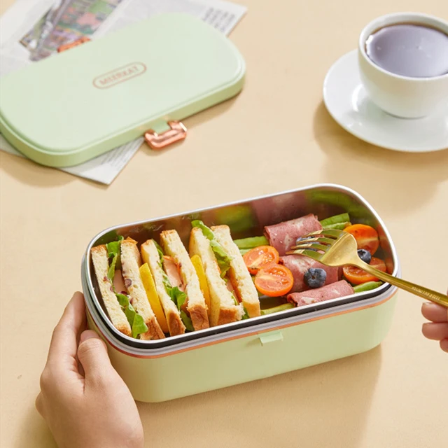 Fiambreras térmicas para oficina, loncheras eléctricas portátiles, caja Bento con calefacción sin agua, calentador de alimentos de acero inoxidable 6