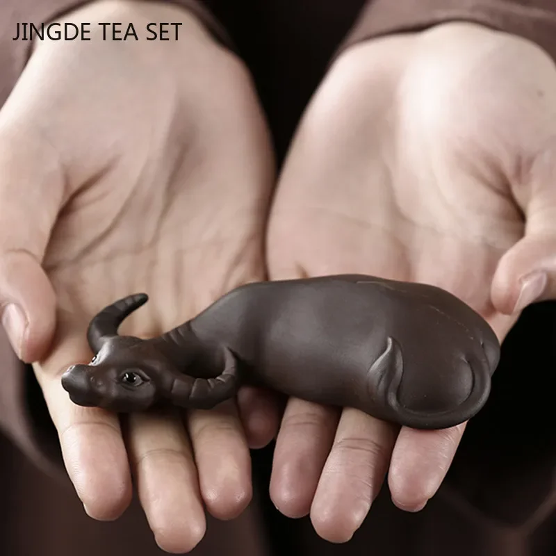 Tea Pet Ornaments Chinese Yixing Purple Clay Tea Pet Handmade Animal and Plant Model Tea Figurine Ornaments Set Decoration Exquisite Gifts