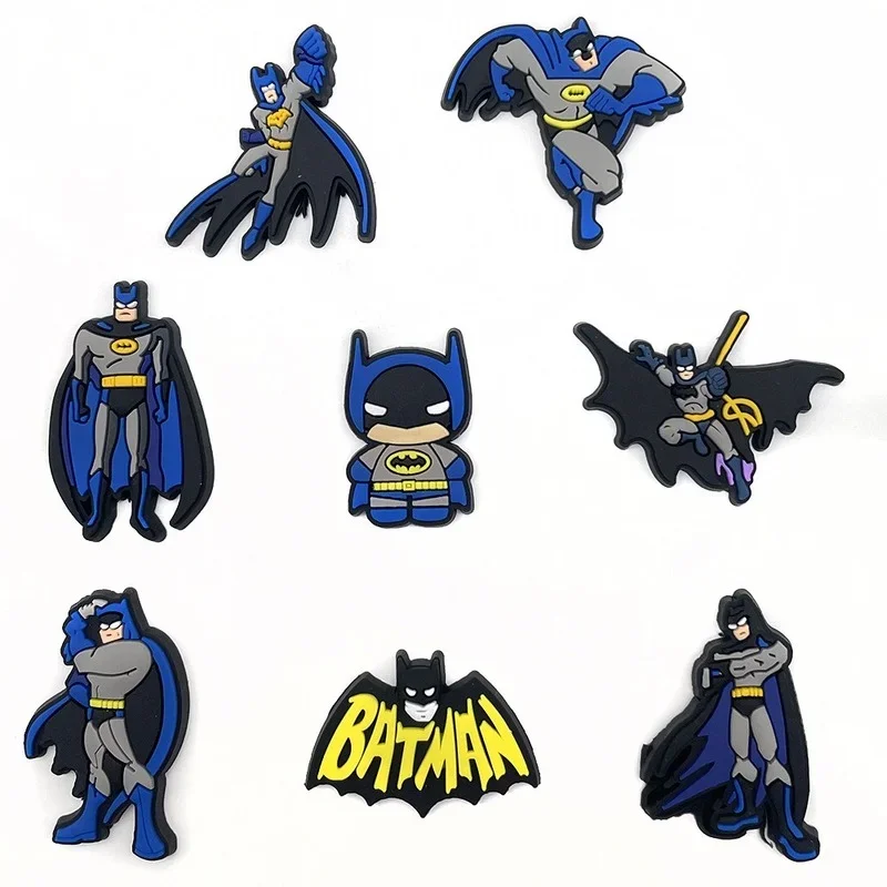 8 Pz/Set Cartoon Batman Shoes Charms Set In Silicone Accessori Crocs Bambini X-Mas Kid Gifts Wristband Hole Slipper Decor Regalo Per Bambini